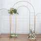 8ft Tall Gold Metal Round Top Double Arch Wedding Arbor Ceremony Stand, Flower Balloon Frame Backdrop Stand