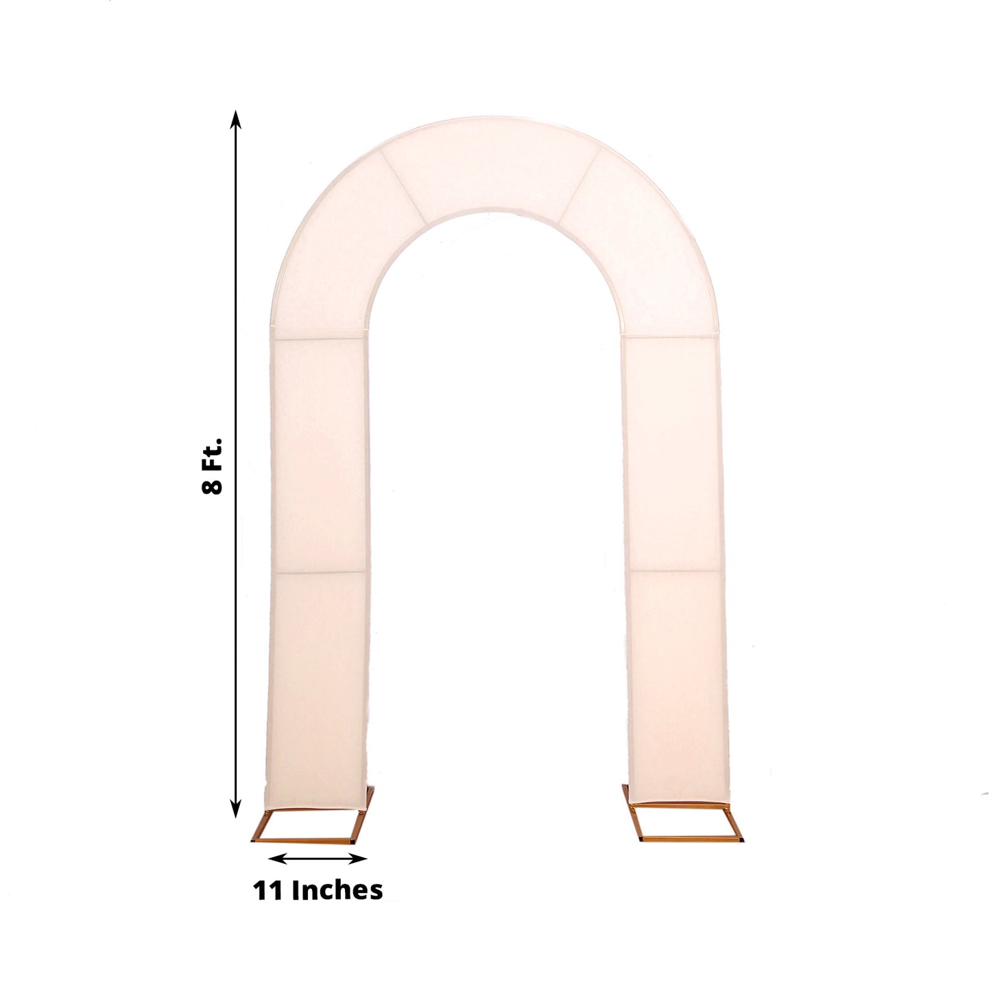 Blush spandex fitted cover for an 8ft wedding arch backdrop.