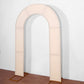 Blush spandex fitted wedding arch cover on a simple backdrop.