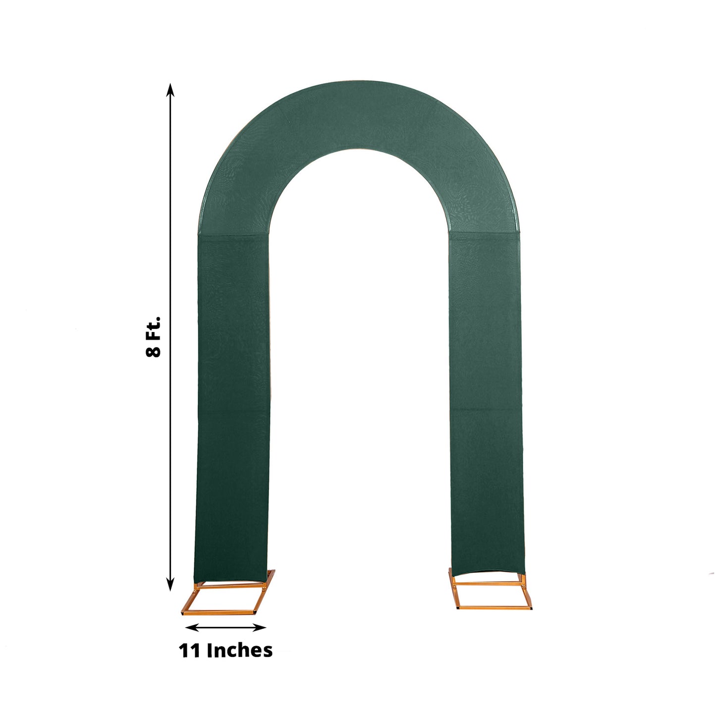 8ft Hunter Emerald Green Spandex Fitted Open Arch Wedding Arch Cover, Double-Sided U-Shaped Backdrop Slipcover