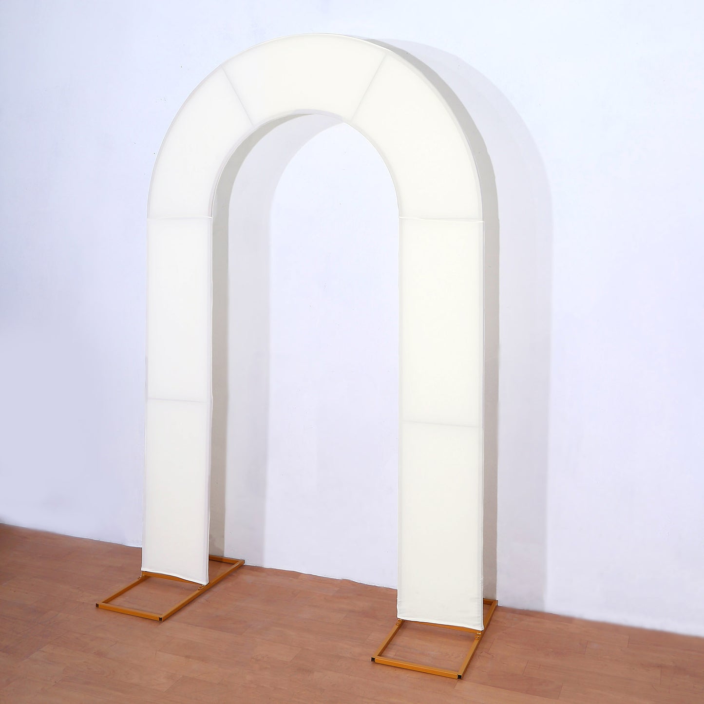 8ft Ivory Spandex Fitted Open Arch Wedding Arch Cover, Double-Sided U-Shaped Backdrop Slipcover