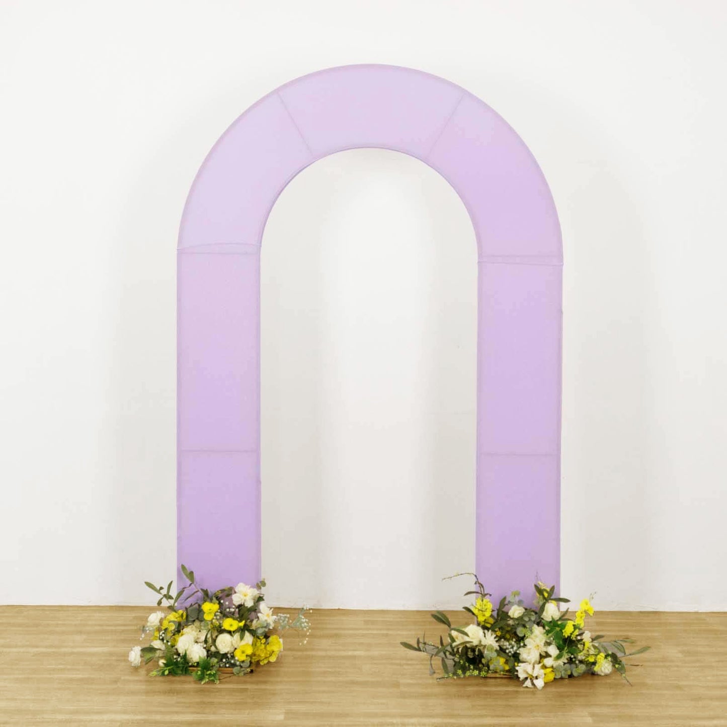 8ft Lavender Lilac Spandex Fitted Open Arch Wedding Arch Cover, Double-Sided U-Shaped Backdrop Slipcover