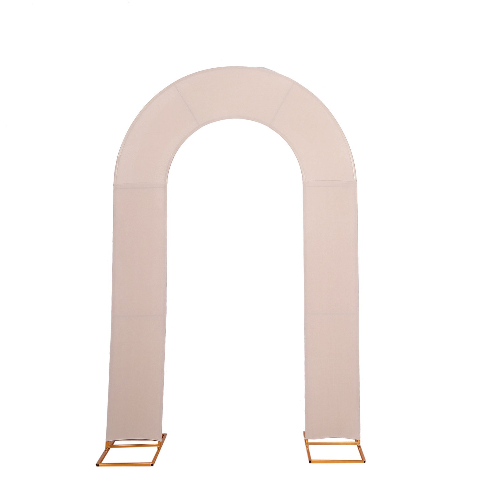8ft nude spandex fitted arch cover for weddings, double-sided backdrop.