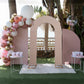 Nude spandex fitted open arch cover for weddings with balloon decor.