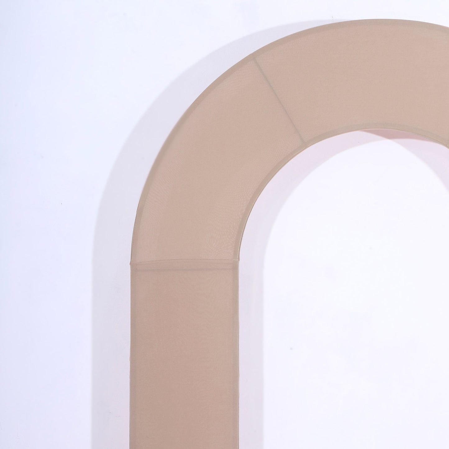 Nude spandex fitted wedding arch cover with open arch design.
