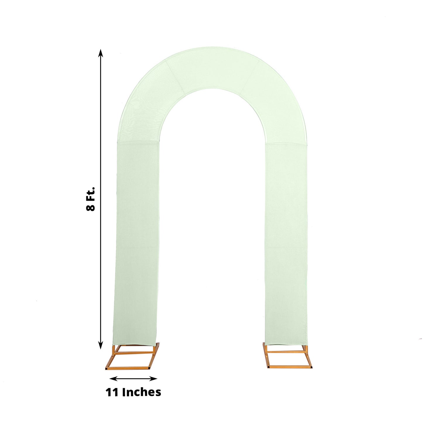 8ft Sage Green Spandex Fitted Open Arch Wedding Arch Cover, Double-Sided U-Shaped Backdrop Slipcover