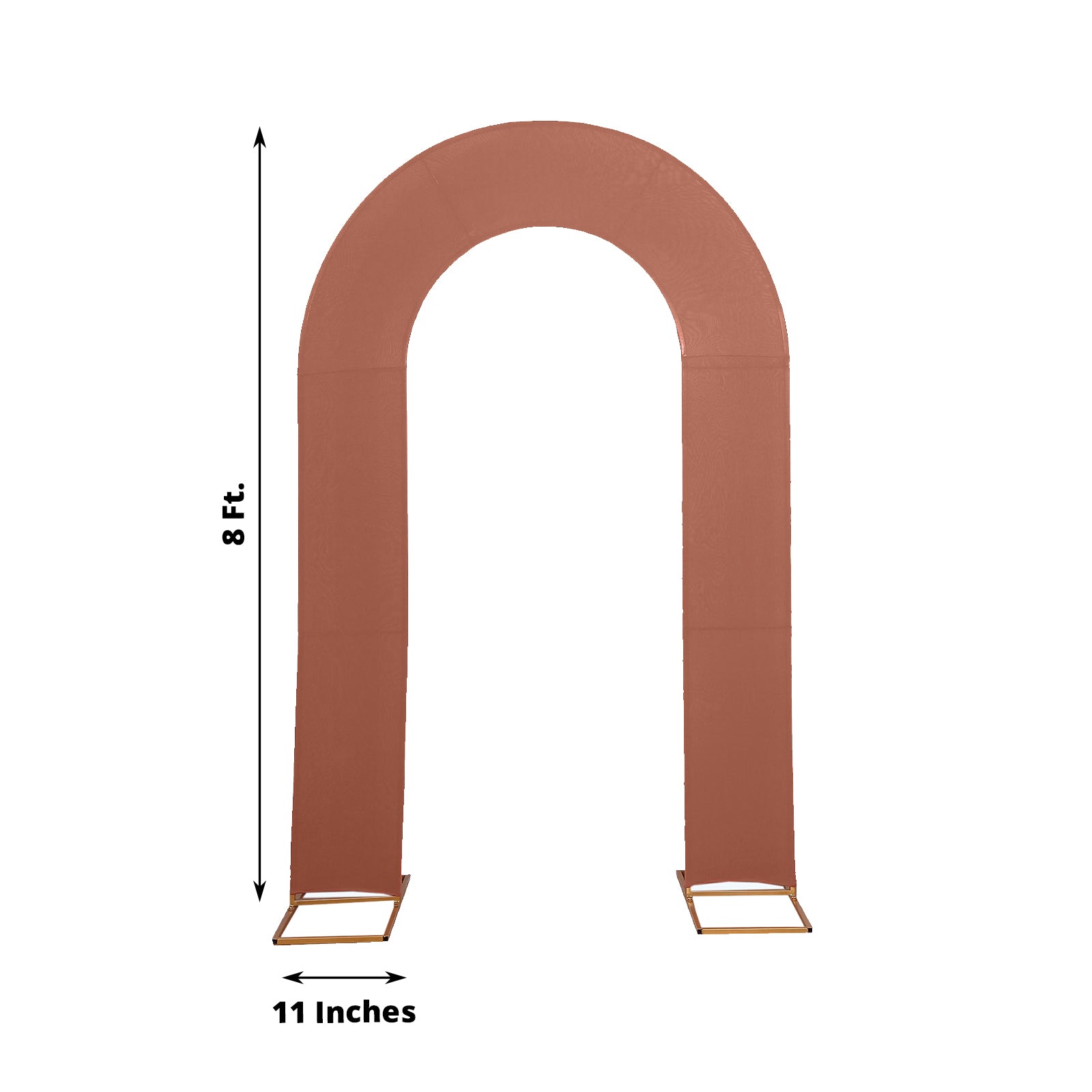 8ft terracotta spandex wedding arch cover with double-sided U-shaped design.