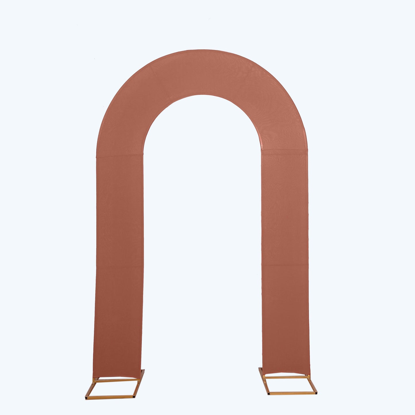 8ft rust spandex fitted wedding arch cover with double-sided backdrop.