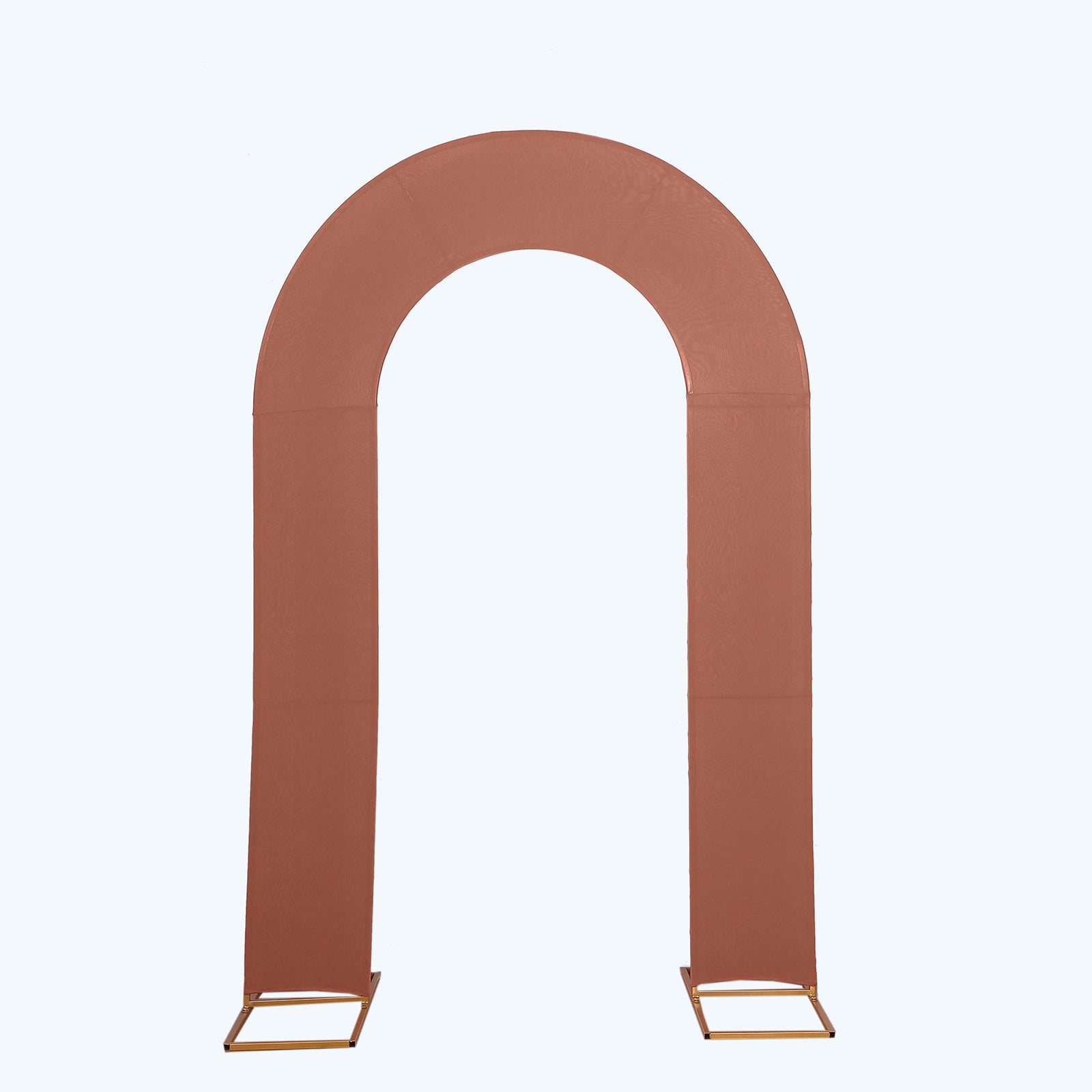 8ft rust spandex fitted wedding arch cover with double-sided backdrop.