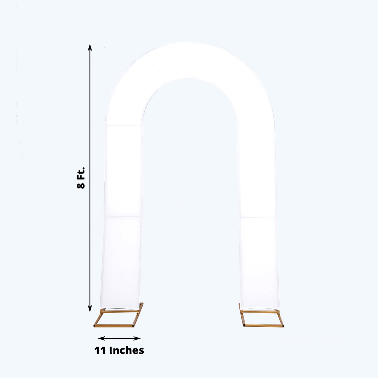 8ft White Spandex Fitted Open Arch Wedding Arch Cover, Double-Sided U-Shaped Backdrop Slipcover