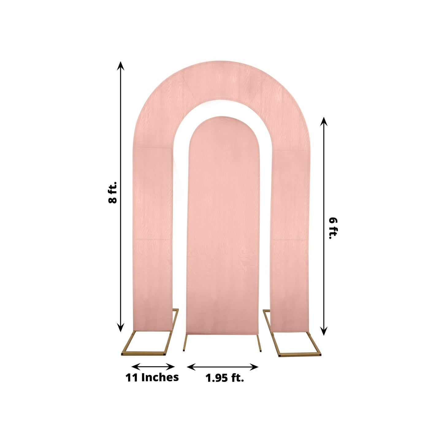 Set of 2 Dusty Rose Spandex Fitted Wedding Arch Covers for Round Top and Double Arch Chiara Backdrop Stands - 6ft,8ft