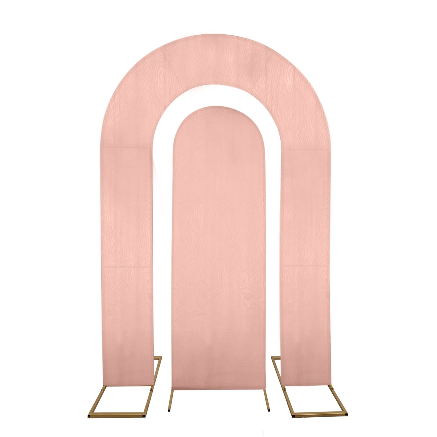 Set of 2 Dusty Rose Spandex Fitted Wedding Arch Covers for Round Top and Double Arch Chiara Backdrop Stands - 6ft,8ft