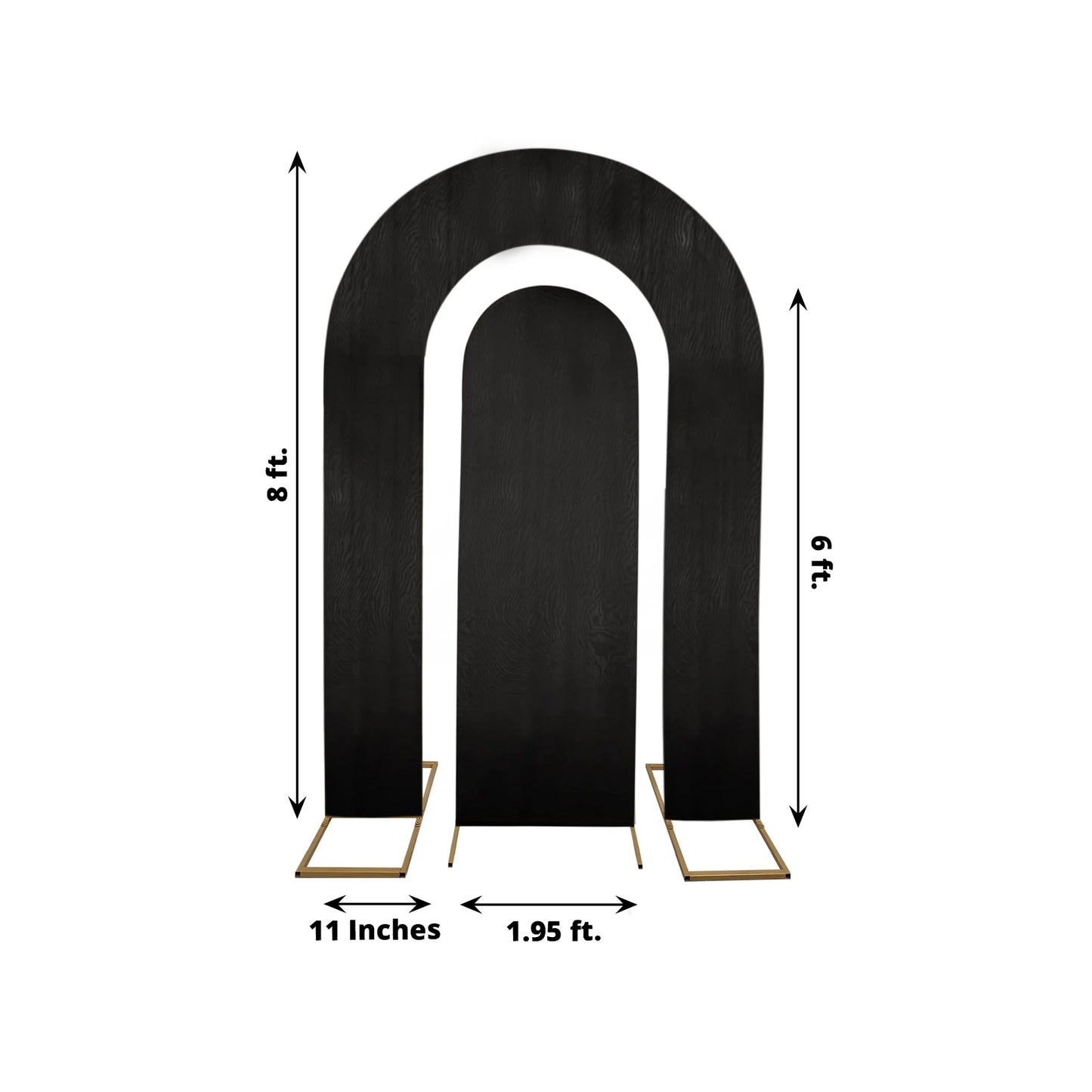 Set of 2 Black Spandex Fitted Wedding Arch Covers for Round Top and Double Arch Chiara Backdrop Stands - 6ft,8ft