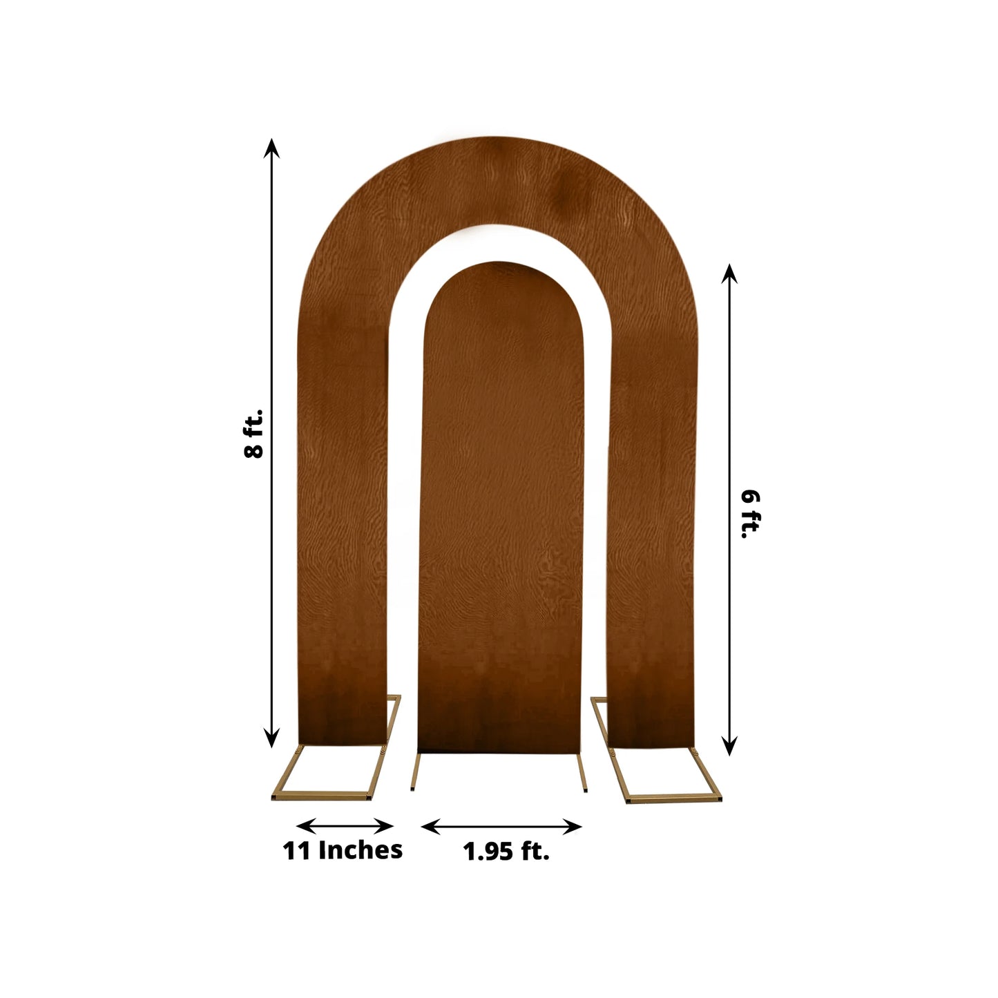 Set of 2 Brown Spandex Fitted Wedding Arch Covers for Round Top and Double Arch Chiara Backdrop Stands - 6ft,8ft