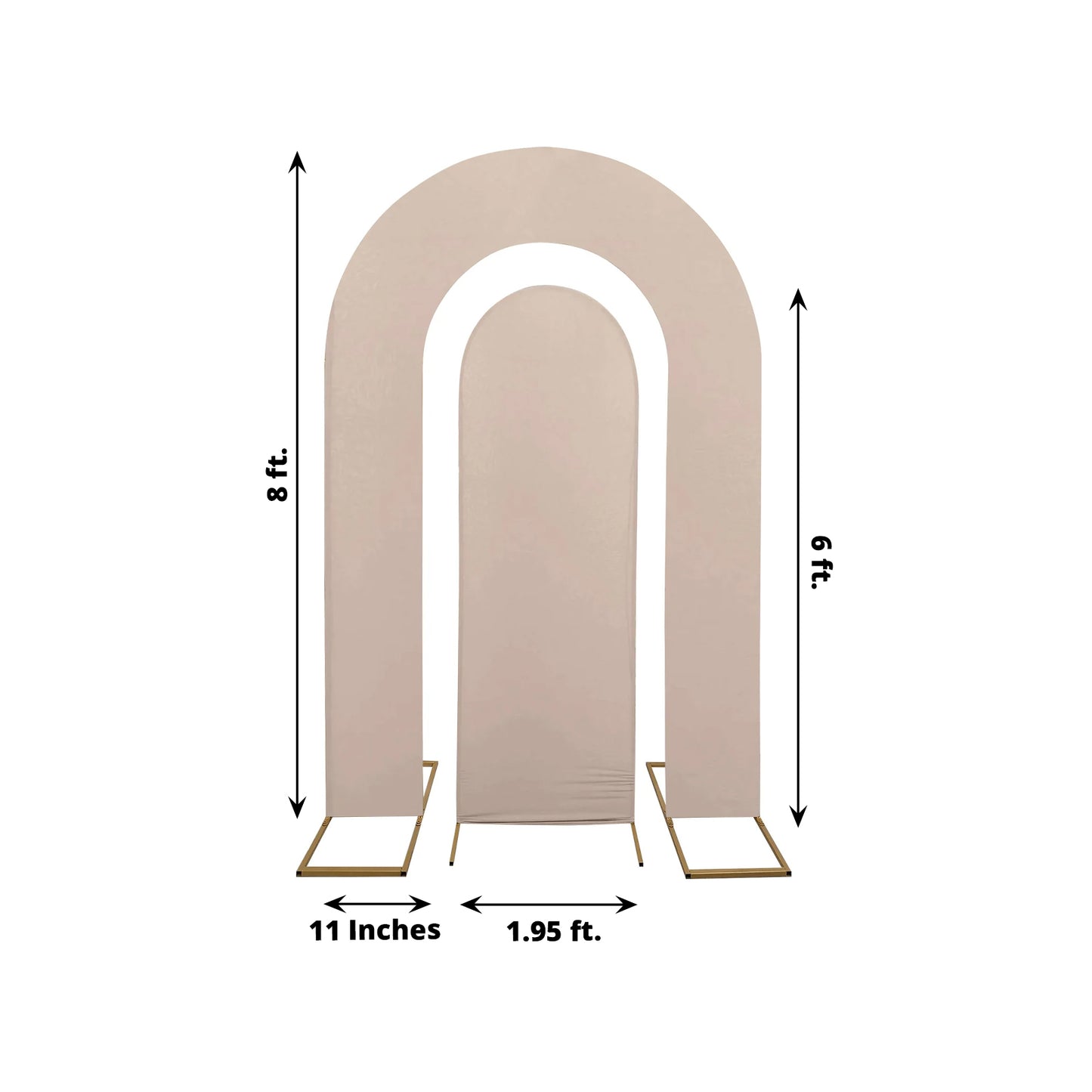 Nude spandex fitted wedding arch covers for backdrop stands.