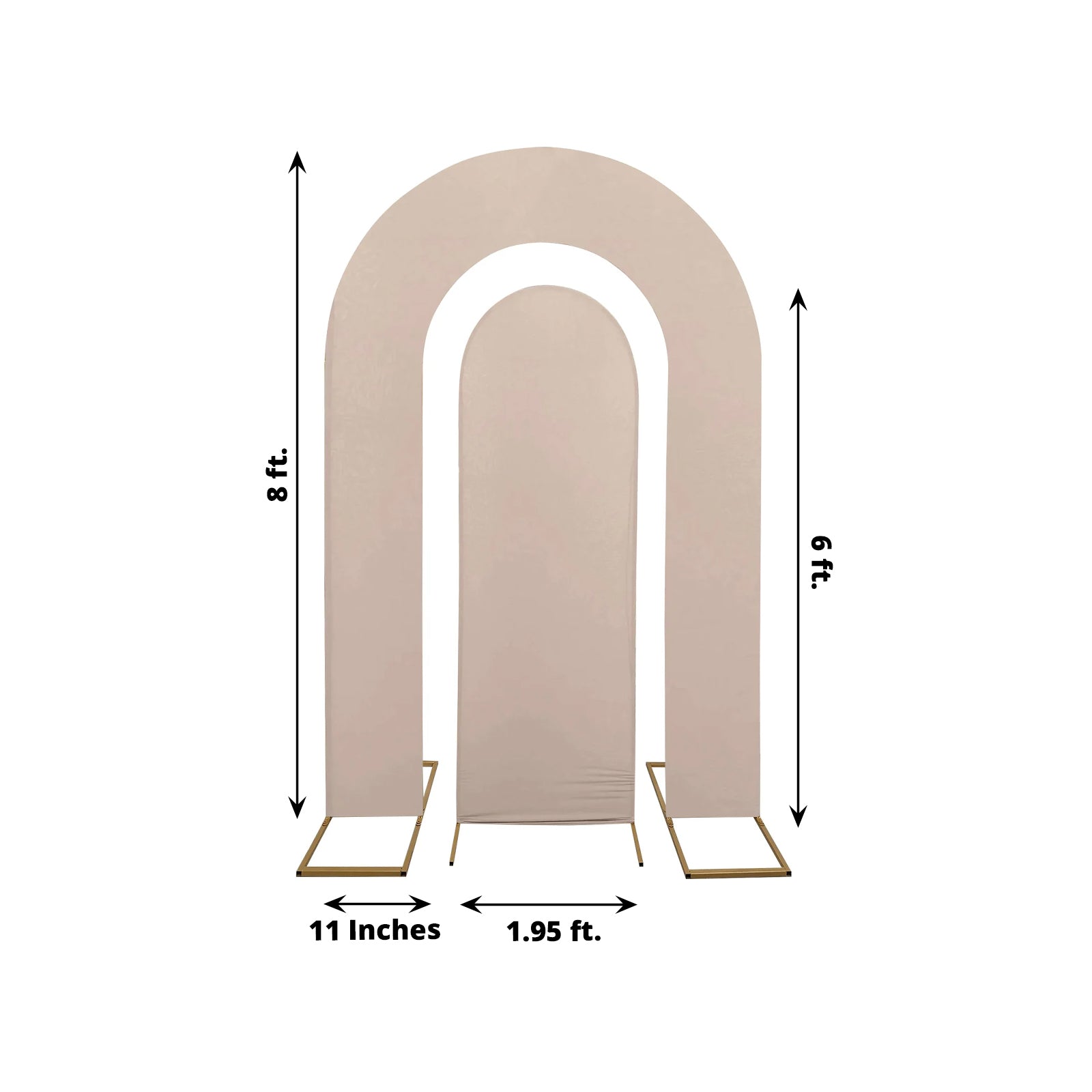Nude spandex fitted wedding arch covers for backdrop stands.