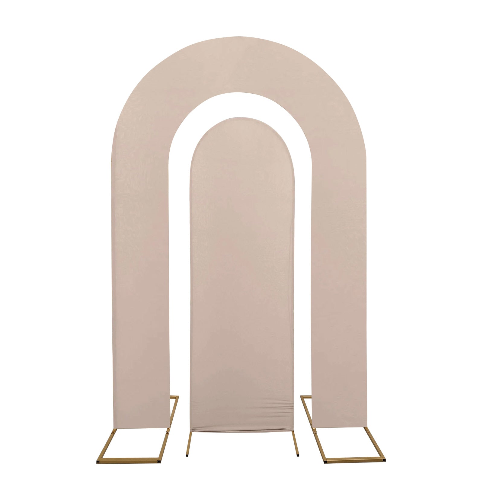 Nude spandex fitted wedding arch covers for round and double arch stands.