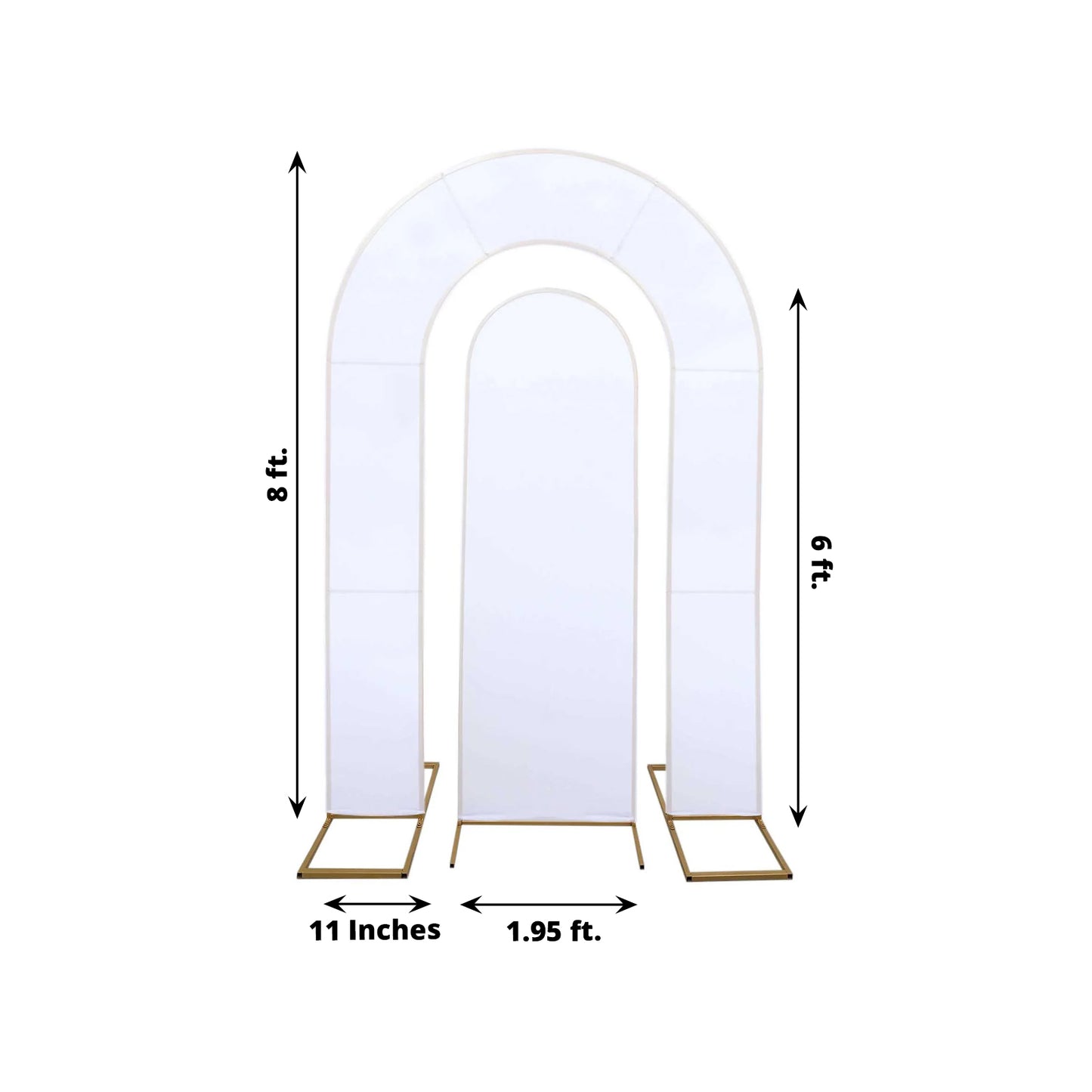Set of 2 White Spandex Fitted Wedding Arch Covers for Round Top and Double Arch Chiara Backdrop Stands - 6ft,8ft