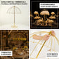Gold metal umbrella floral centerpiece stand for weddings, special occasions, and event centerpieces