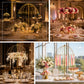 Gold metal umbrella floral centerpiece stand for weddings, special occasions, and event centerpieces