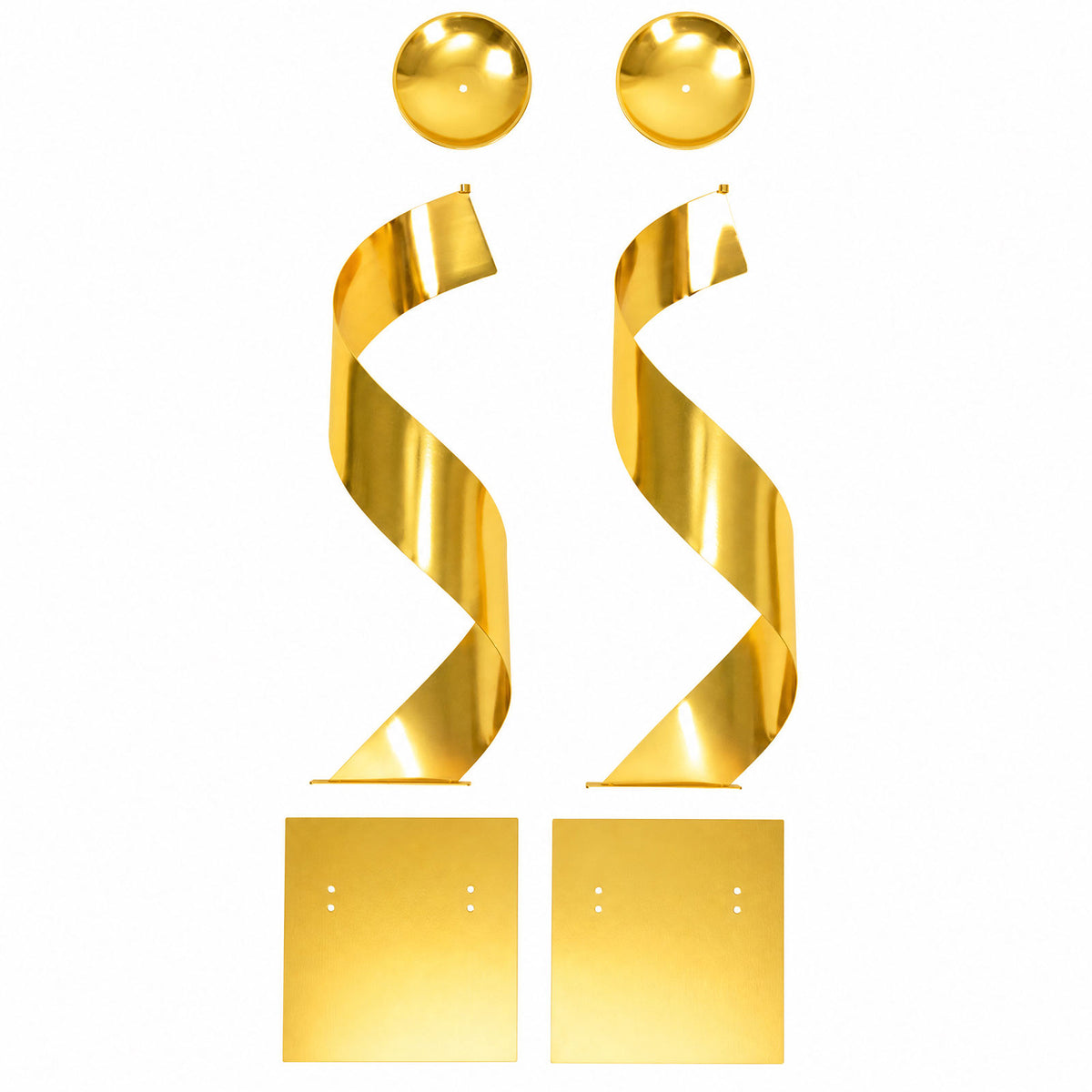 2 Pack Gold Metal Floral Centerpiece Stands – Spiral Ribbon Design, 32" Tall with 7" Top Tray