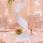 2 Pack White Metal Floral Centerpiece Stands – Spiral Ribbon Design, 32" Tall with 7" Top Tray