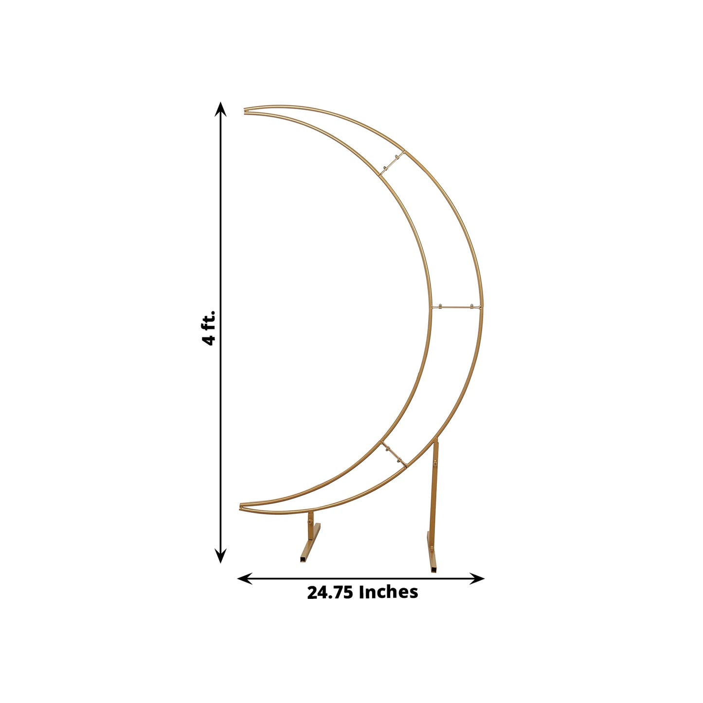 4ft Gold Metal Half Crescent Moon Wedding Arbor Frame, Table Top Centerpiece Curved Design Arch Flower Balloon Stand