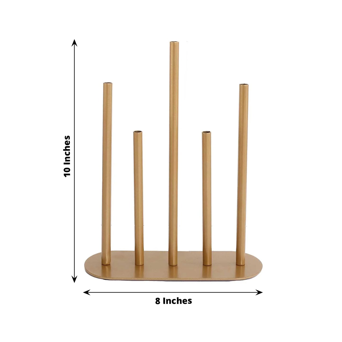 10" Gold Metal Minimalist Single Stem Flower Vase Centerpiece, 5-Tubes Bud Vase