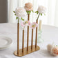 10" Gold Metal Minimalist Single Stem Flower Vase Centerpiece, 5-Tubes Bud Vase
