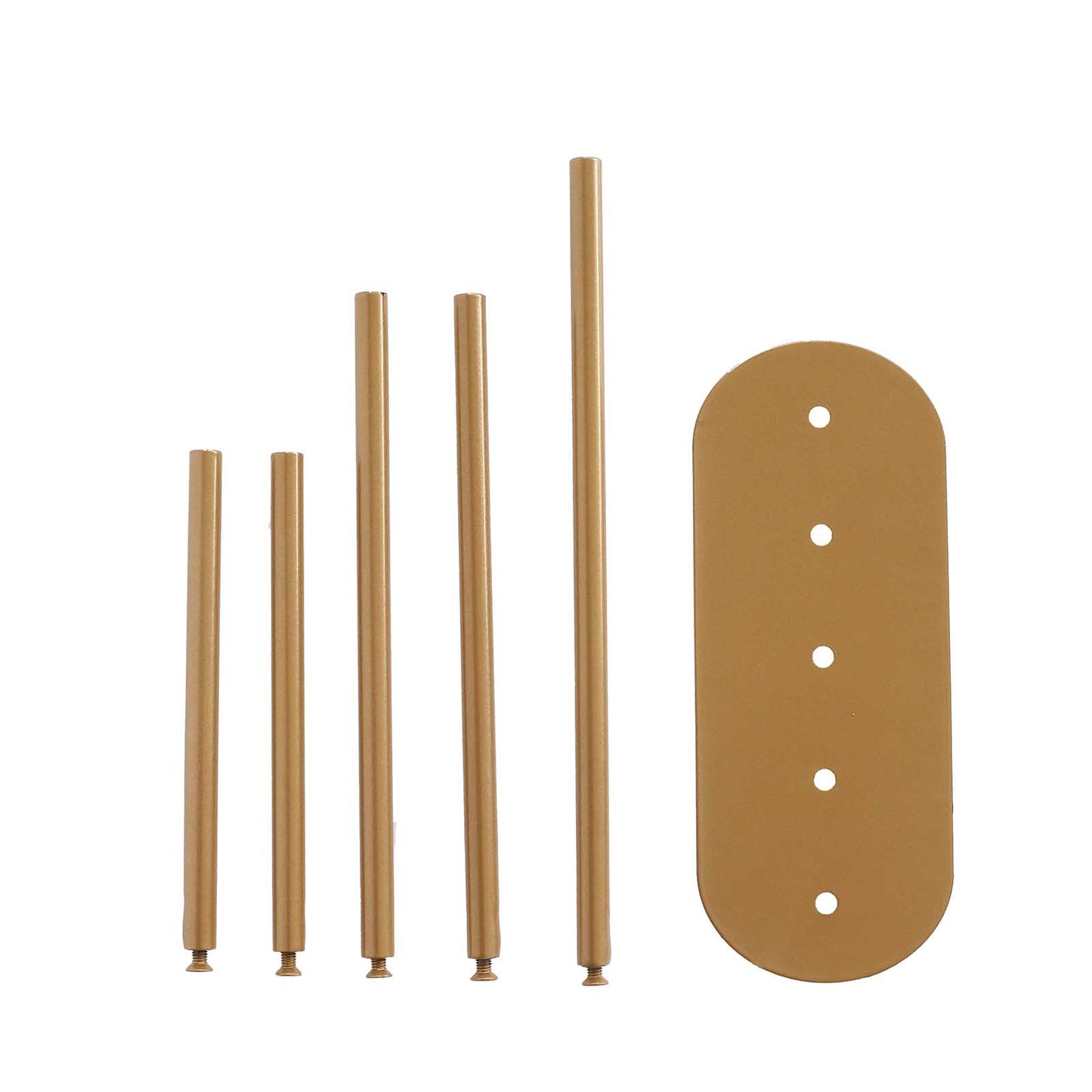 10" Gold Metal Minimalist Single Stem Flower Vase Centerpiece, 5-Tubes Bud Vase