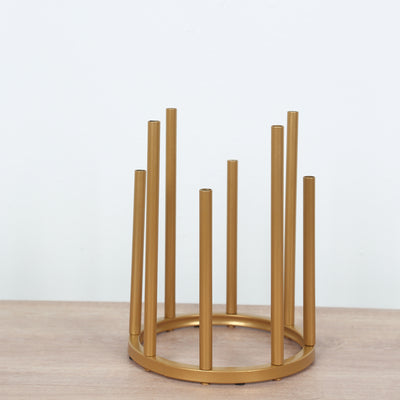 Exquisite Gold Metal 8-Tube Round Base Flower Centerpiece
