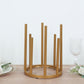 10" Gold Metal 8-Tubes Single Stemmed Flower Vase Centerpiece with Hollow Round Base, Minimalist Style Bud Vase For Floral Arrangements
