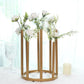 10" Gold Metal 8-Tubes Single Stemmed Flower Vase Centerpiece with Hollow Round Base, Minimalist Style Bud Vase For Floral Arrangements