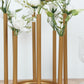 10" Gold Metal 8-Tubes Single Stemmed Flower Vase Centerpiece with Hollow Round Base, Minimalist Style Bud Vase For Floral Arrangements