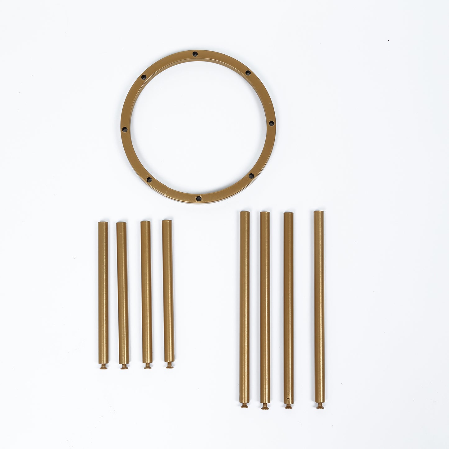 10" Gold Metal 8-Tubes Single Stemmed Flower Vase Centerpiece with Hollow Round Base, Minimalist Style Bud Vase For Floral Arrangements