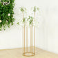 4ft Tall Gold Metal Single Stem Flower Vase in Minimalist Style, 6-Tubes Table Centerpiece Stand for Floral Arrangements with Hollow Round Base