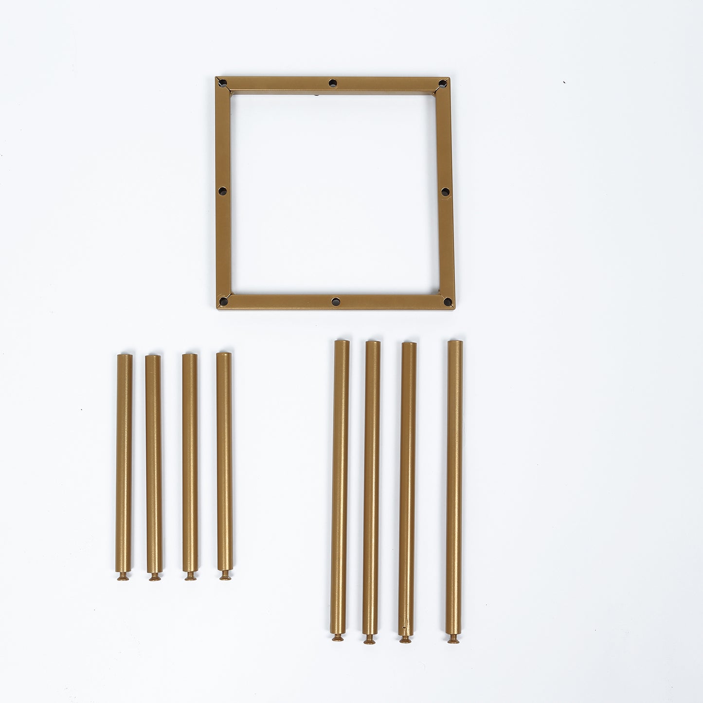 10" Gold Metal 8-Tubes Single Stemmed Flower Vase Centerpiece with Hollow Square Base, Minimalist Style Bud Vase For Floral Arrangements