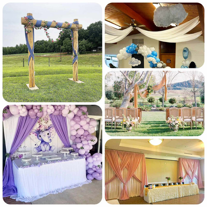 Ivory 4-way stretch spandex event curtain drapes for elegant backdrops.