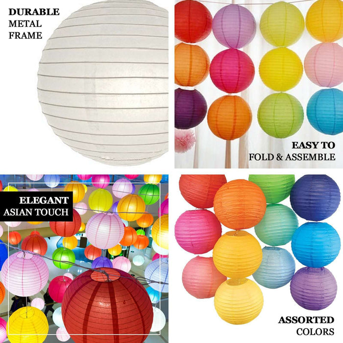 Set of 6 Blush Hanging Paper Lanterns, Chinese Sky Lanterns, Assorted Sizes - 16", 20", 24"