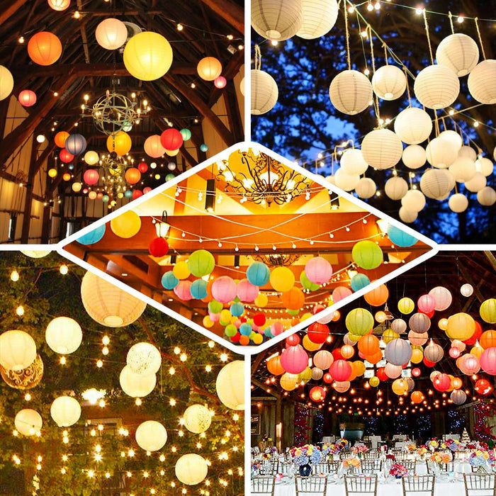 Set of 6 Blush Hanging Paper Lanterns, Chinese Sky Lanterns, Assorted Sizes - 16", 20", 24"