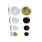 Set of 8 black and gold hanging paper lanterns in assorted sizes.