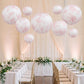 Set of 3 Hanging Paper Lanterns, 16", 18", 20" - French Toile White with Pink Floral Decorative Lamp