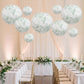 Set of 3 Hanging Paper Lanterns, 16", 18", 20" - French Toile White with Sage Green Floral Decorativ