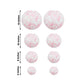 White paper lanterns with pink floral pattern, set of 8 decorative hanging lanterns.