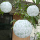 Set of 8 White Sage Green Hanging Chinese Lanterns in French Toile Floral Pattern, Festival Paper Lanterns - 6",8",10",14"