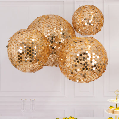 Beautiful Gold Payette Sequin Hanging Lanterns