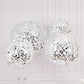 Set of 4 Glitter Silver Payette Sequin Hanging Lanterns, Large Decorative Round Foldable Fabric Chinese Lantern Lampshades - 12",14",16",20"