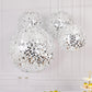 Set of 4 Glitter Silver Payette Sequin Hanging Lanterns, Large Decorative Round Foldable Fabric Chinese Lantern Lampshades - 12",14",16",20"