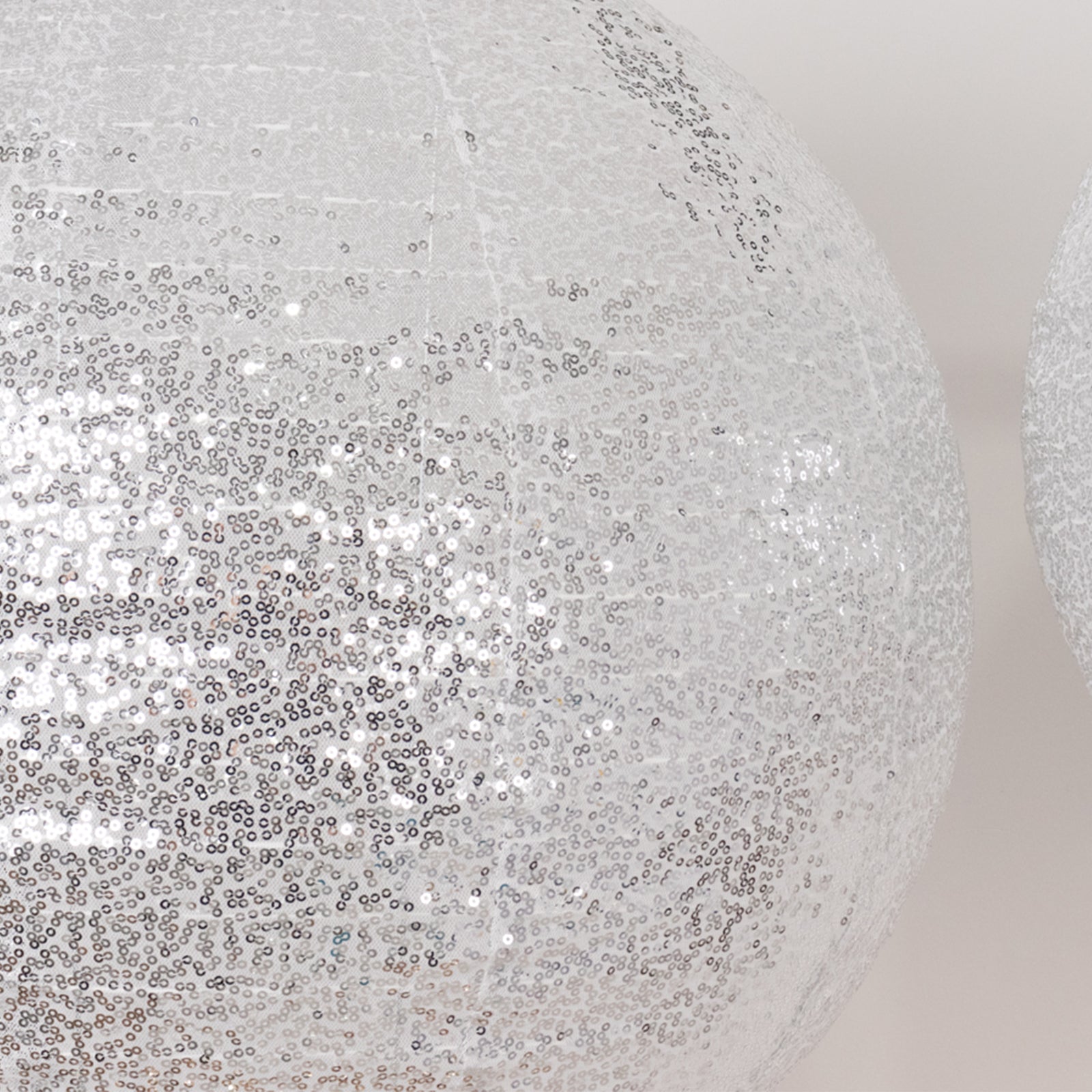 Glitter silver sequin fabric hanging lanterns, decorative round lampshades.