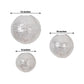 Set of 3 Glitter Silver Sequin Fabric Hanging Lanterns, Decorative Round Foldable Chinese Lantern Lampshades - 8",10",12"